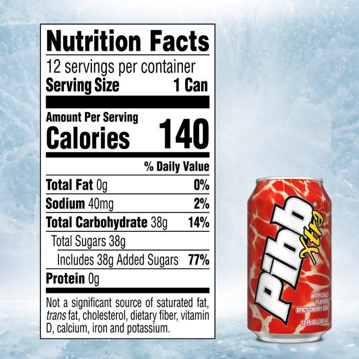 Pibb Xtra Bold Cherry Spice Soda, 12 fl oz, 12 Pack Cans