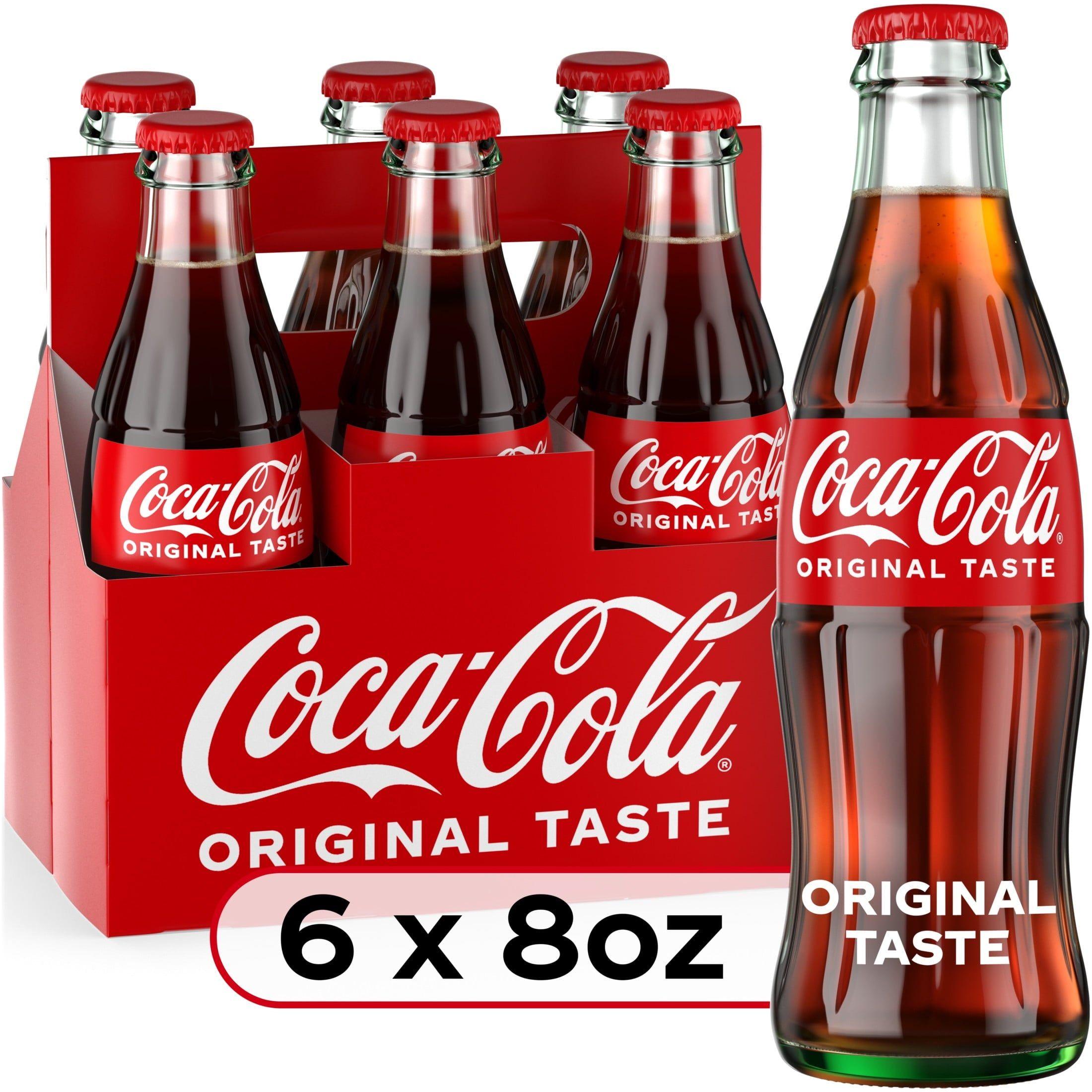 Coca-Cola Classic 8 oz Glass Bottles - 6 Pack Refreshing Soda - Coca-Cola