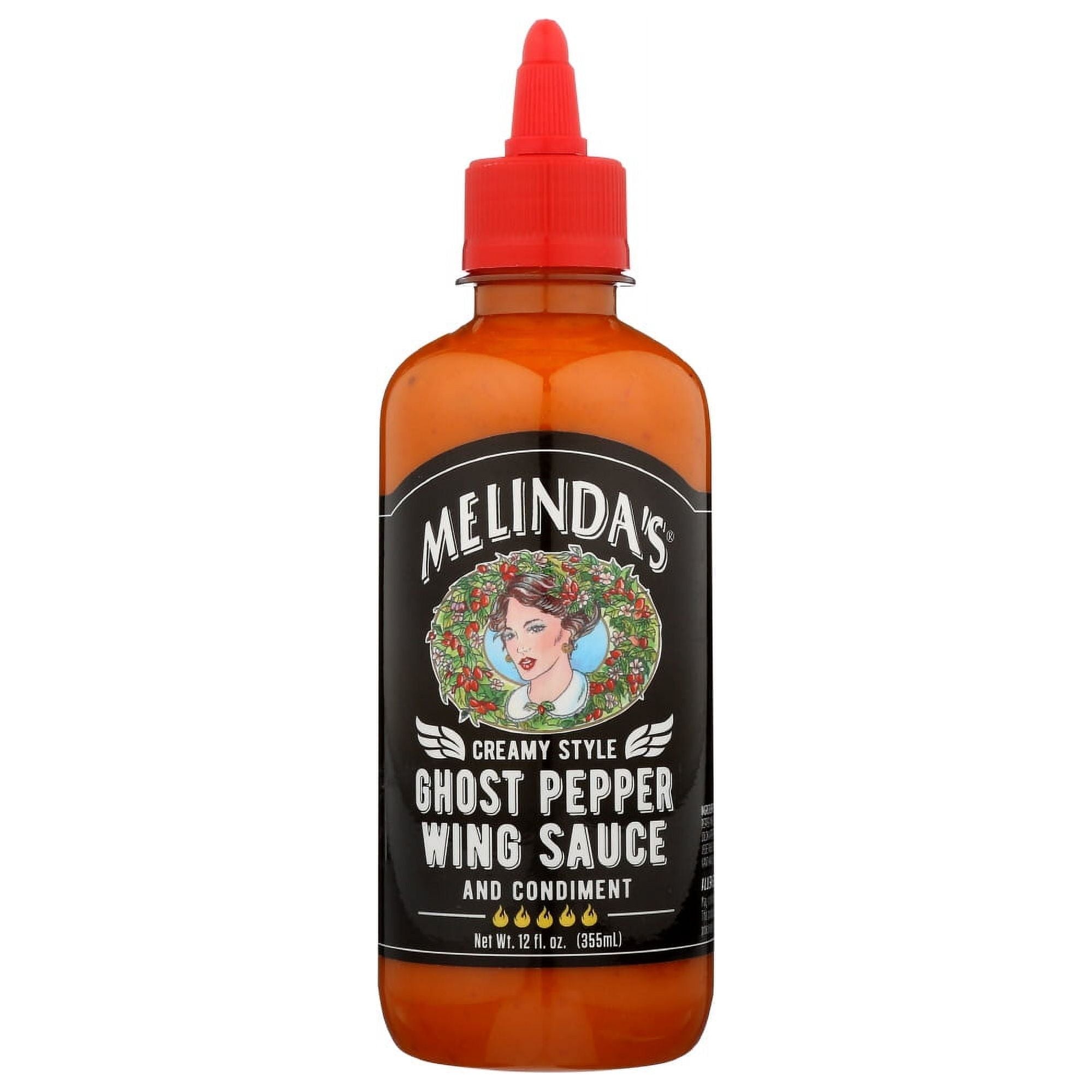 Melinda's Spicy Ghost Pepper Cream Sauce for Wings and More, 12 oz - Melinda's