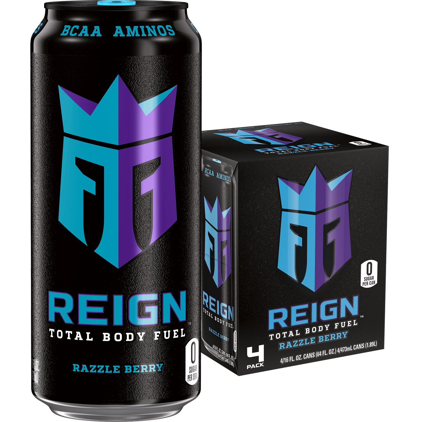 Reign Razzle Berry Energy Drink, Performance Fuel, 4 Pack, 16 fl oz Cans