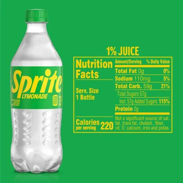 Sprite Lymonade Refreshing Lemon-Lime Beverage, 20 Oz Bottle (12-Pack)