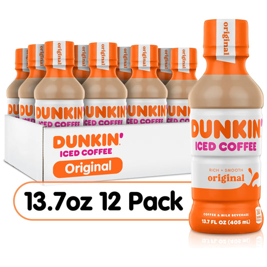 Dunkin' Original, Iced Bottled Coffee Drink, 13.7 fl oz, (Pack of 12)