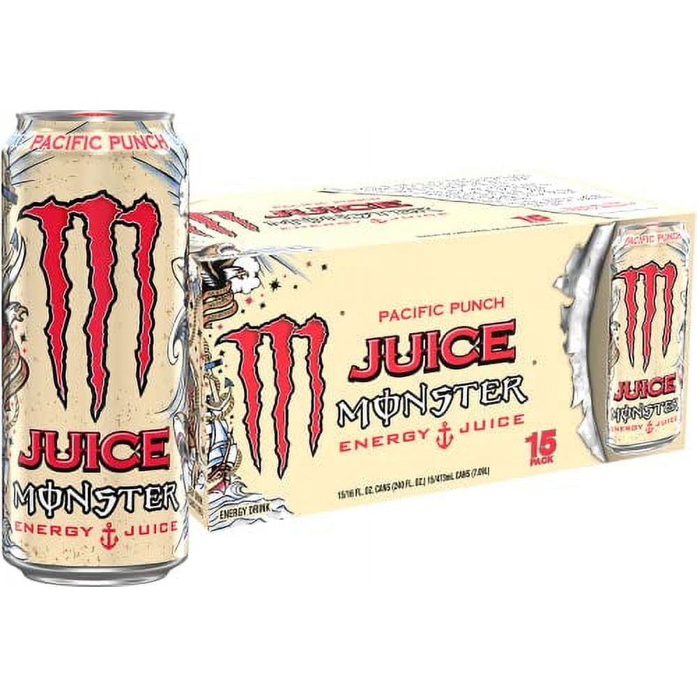 Monster Energy Juice Monster Pacific Punch, Refreshing Energy + Juice Blend, 16 Ounce - 15 Pack