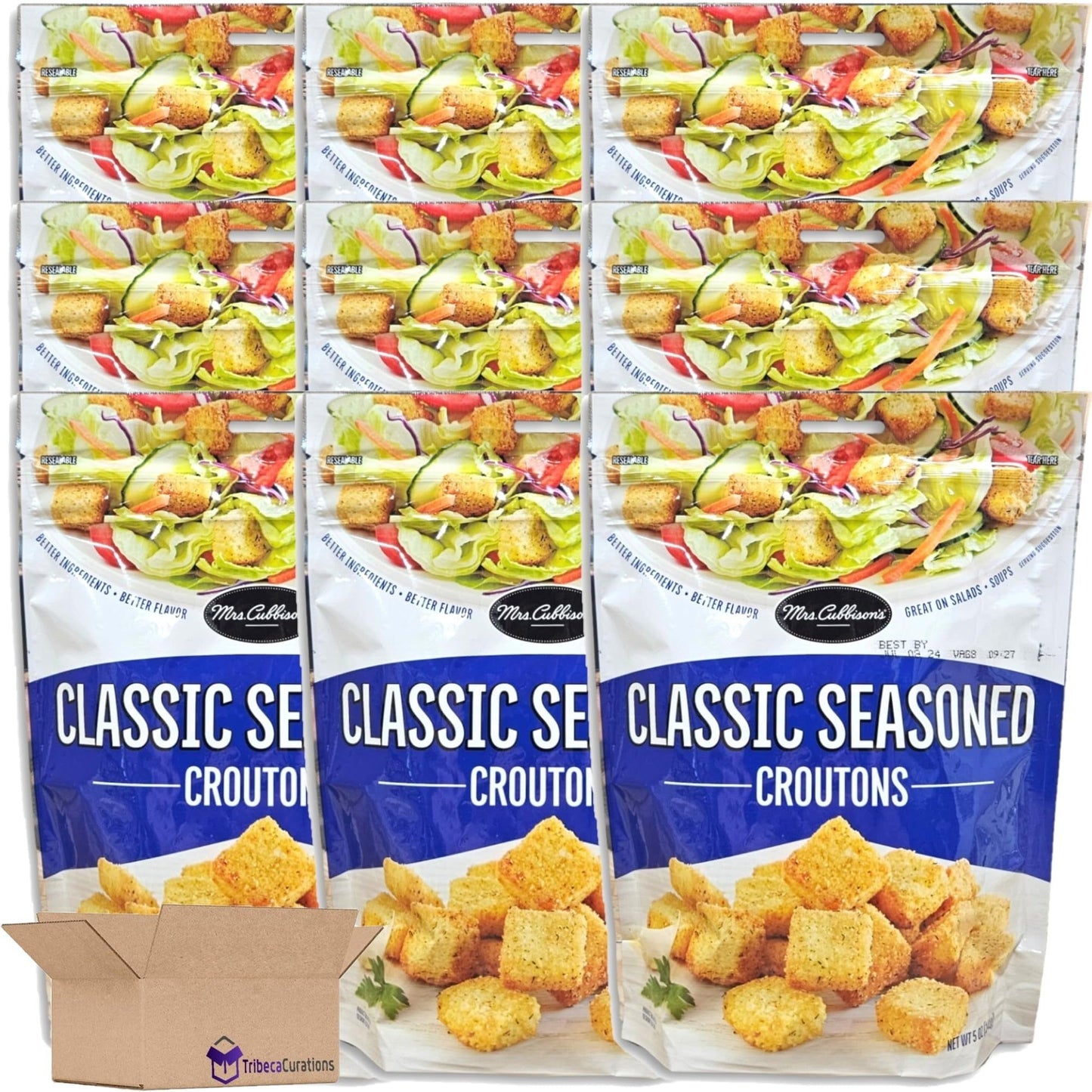 Mrs. Cubbison's Classic Seasoned Croutons - 9 Pack Value Bundle of 5 Ounce Resealable Bags