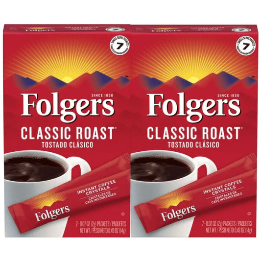 Folgers Classic Roast Single Serve Medium Roast Instant Coffee Packets, 7 CT pack of 2