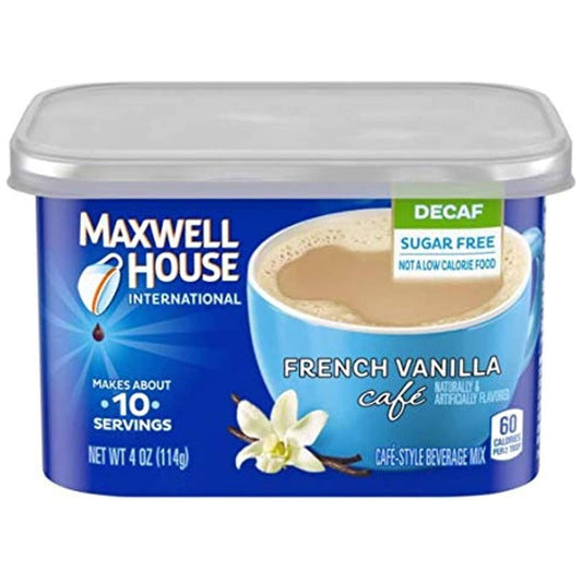 Maxwell House International Decaf & Sugar Free French Vanilla Caf√© Style Instant Coffee, 4 Oz Canister (Pack Of 4) (Full Package)