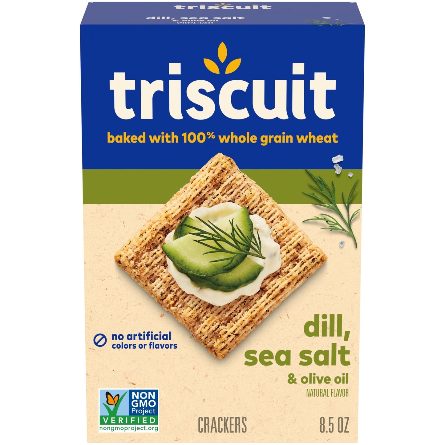 Dill-Infused Whole Grain Wheat Crackers with Sea Salt & Olive Oil, 8.5 oz