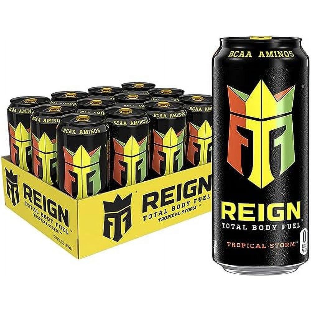 REIGN Total Body Fuel, Tropical Storm Flavor, Hydration & Energy Drink, 16 Fl Oz (12 Pack)