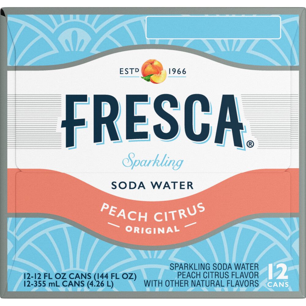 Fresca Zero Calorie Peach Sparkling Beverage, 12 fl oz, 12 Pack Cans