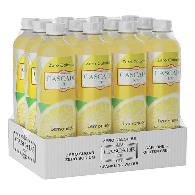 Lemonade Sparkling Water - Cascade Ice Zero Calorie Refreshment, 12-Pack of 17.2 oz Bottles