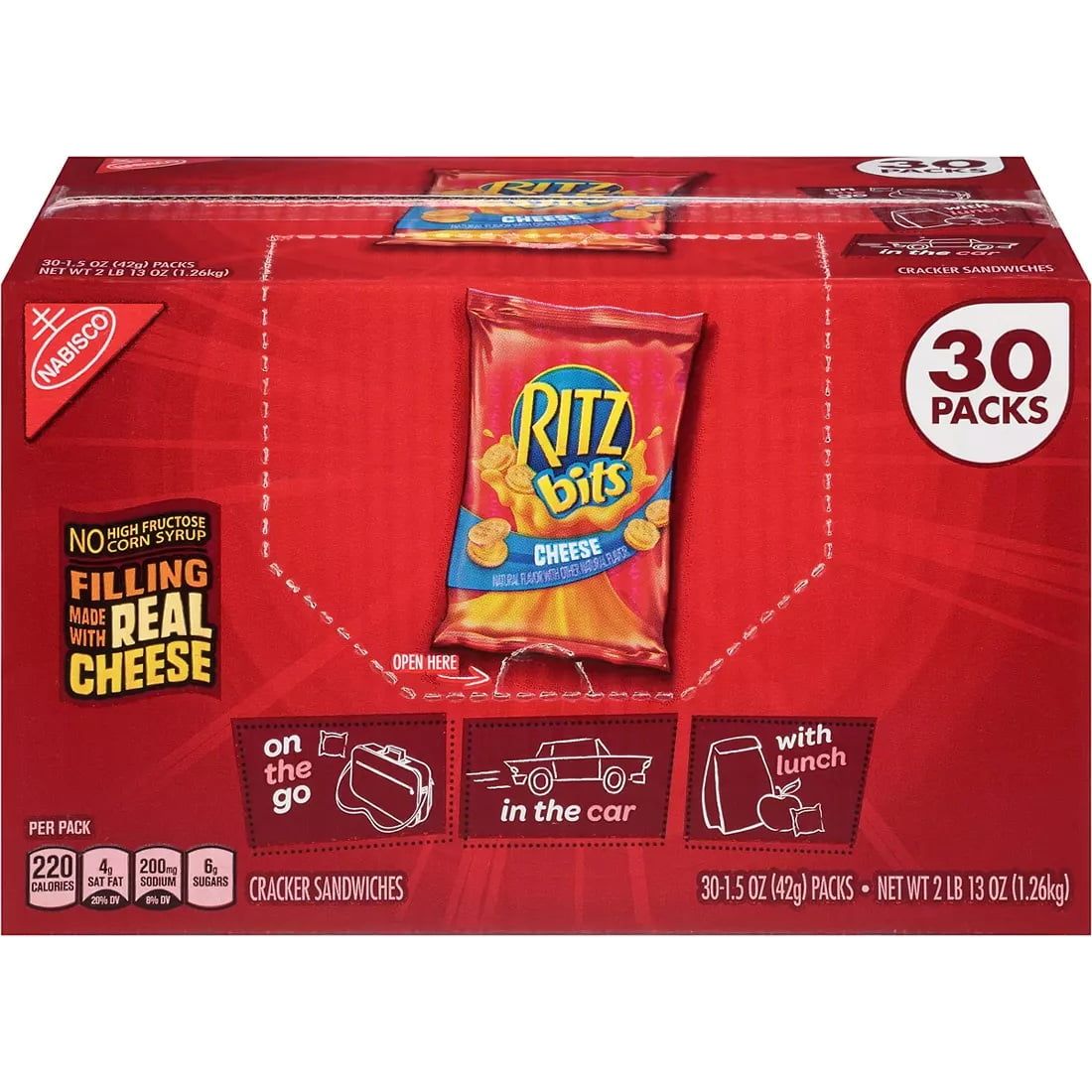 Cheddar Cheese Ritz Bits Snack Packs, 30 Count