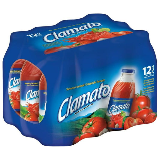 Clamato Juice, 16 oz Glass Bottles - 12 Pack