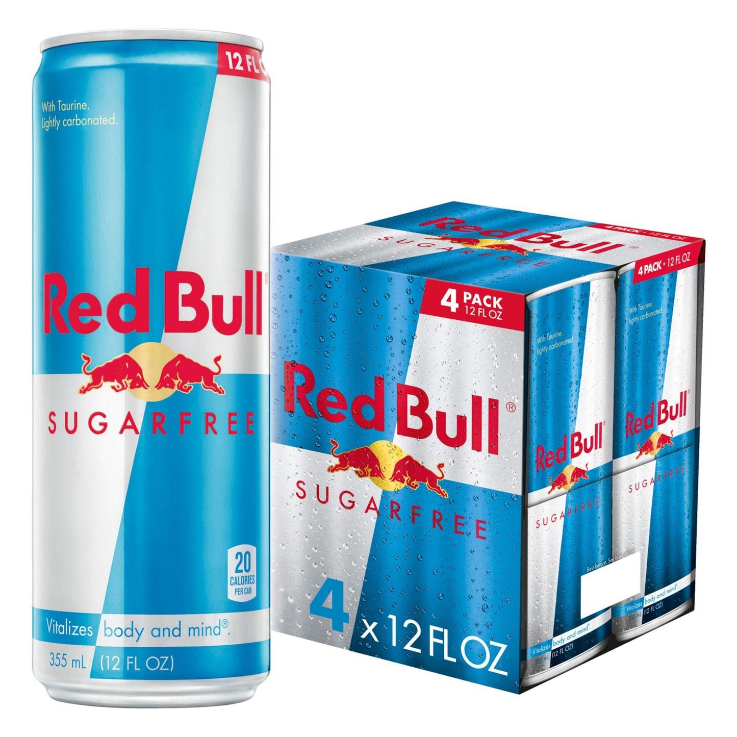 Red Bull Zero Sugar Energy Drink, 4 Pack of 12 Fl Oz Cans