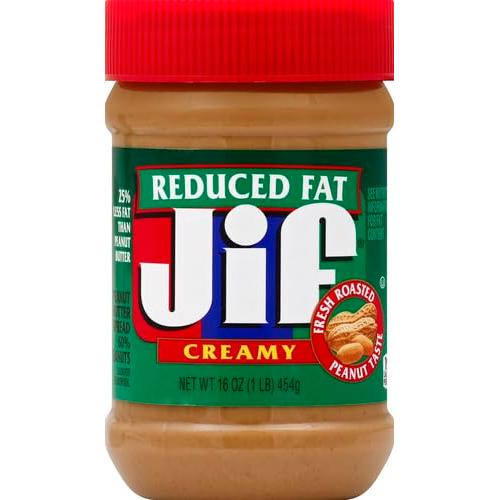 Jif Creamy Reduced Fat Peanut Butter, 16oz, Pack of 12 - Jif