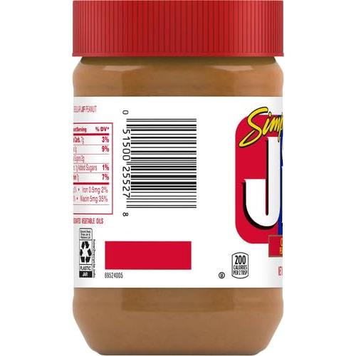 Jif Simply Jif Creamy Peanut Butter, 15.5 oz, 12-Pack - Jif