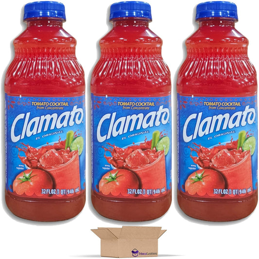 Clamato Original Tomato Cocktail Value Pack Bundle, 32 oz Bottles - 3 Pack