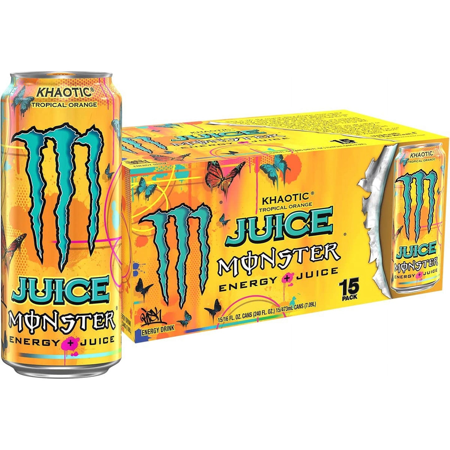 Monster Energy Juice Monster Khaotic Tropical Orange - 15-Pack of 16 oz Cans