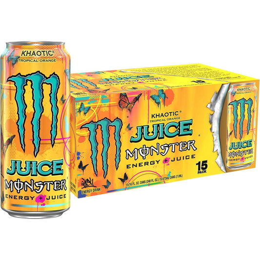 Monster Energy Juice Monster Khaotic Tropical Orange - 15-Pack of 16 oz Cans