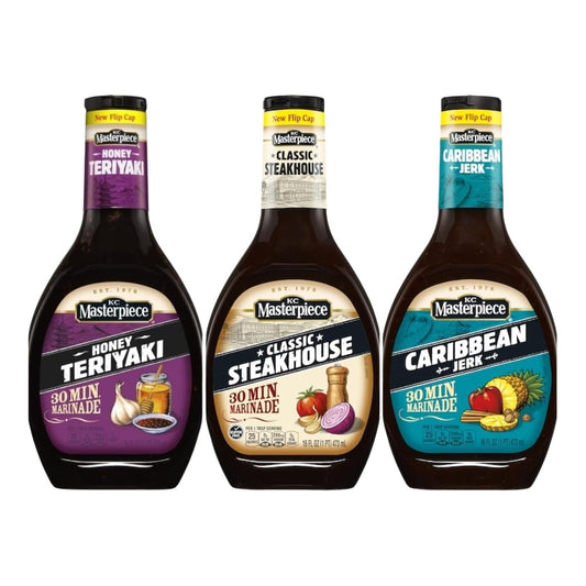 KC Masterpiece 30-Minute Marinade Trio - Classic Steakhouse, Honey Teriyaki, and Caribbean Jerk