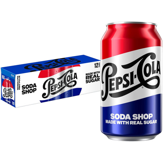 Pepsi Classic Real Sugar Soda, 12 Fl Oz Cans, (12 Pack) - Pepsi