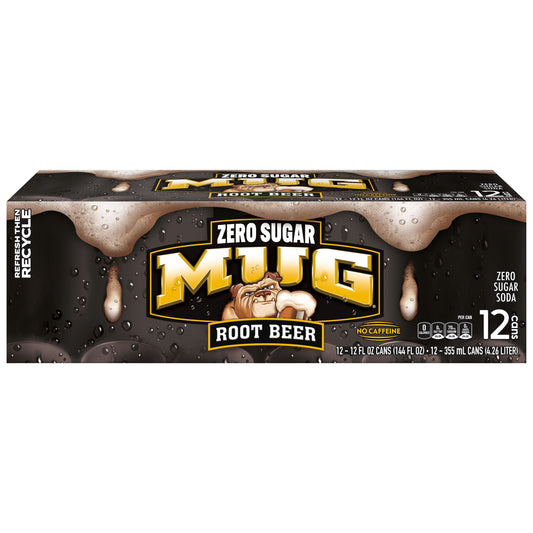 Caffeine-Free Zero Mug Root Beer Soda, 12 oz Cans - 12 Pack - Mountain Dew