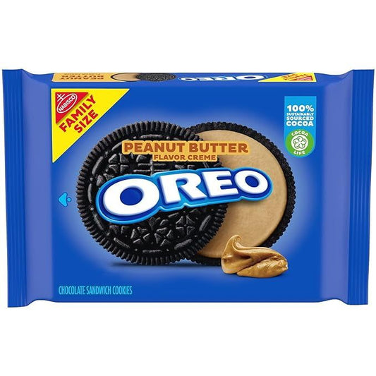 OREO Peanut Butter Creme Chocolate Sandwich Cookies, Family Pack, 17 oz (4 Count)