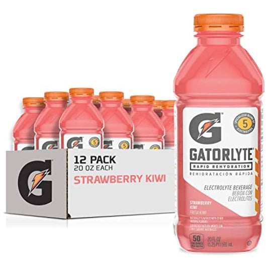 Gatorlyte Electrolyte Drink for Rapid Rehydration, Strawberry Kiwi Flavor, 20oz Bottles (12 Count)