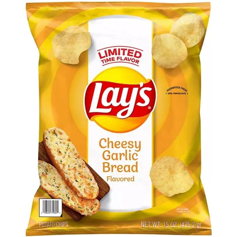 Lay's Cheesy Garlic Bread Crunchy Potato Chips 15 Oz