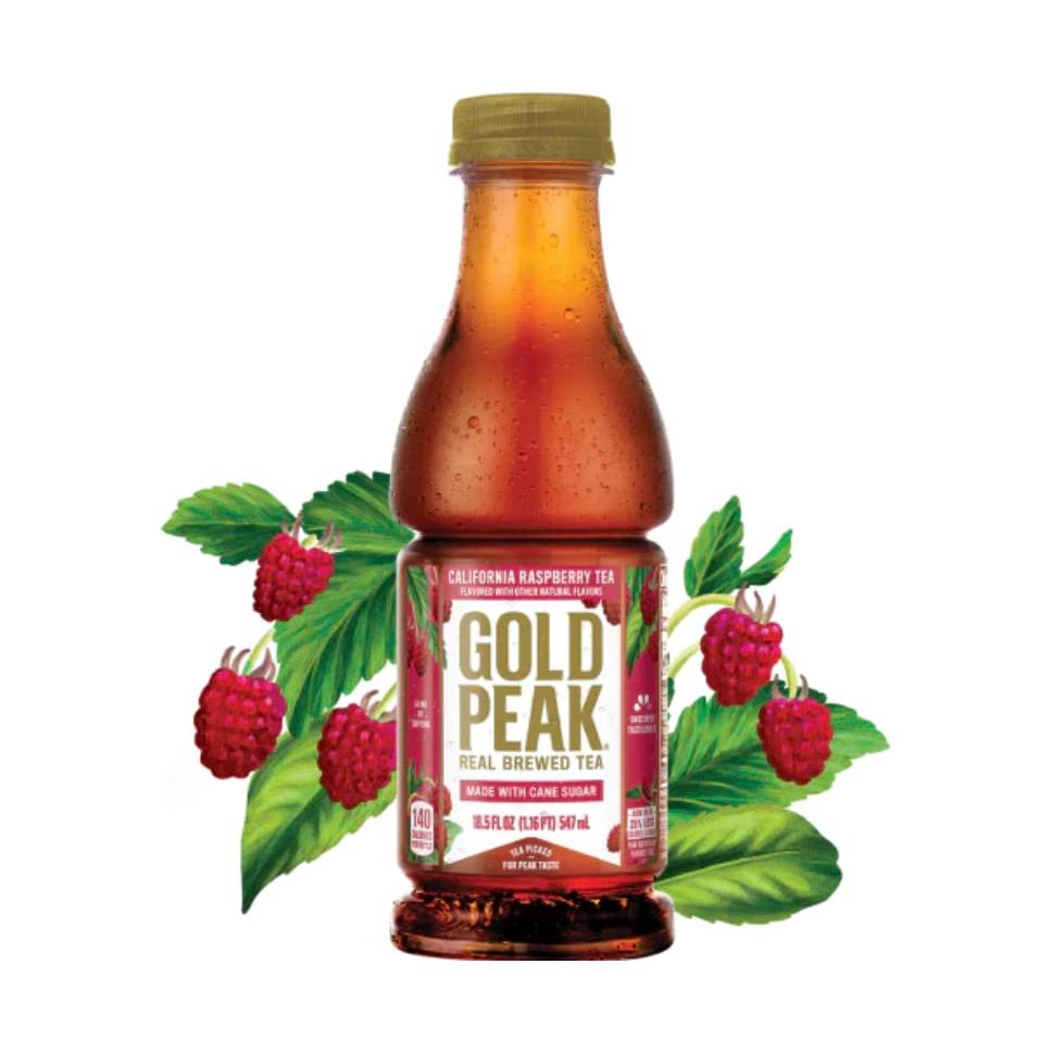 Gold Peak California Raspberry Iced Tea Drink, 18.5 fl oz,12 Pack Bottles