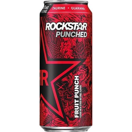 Rockstar PUNCHED Fruit Punch Energy Drink (4x16oz Cans) - High Caffeine Burst - Rockstar