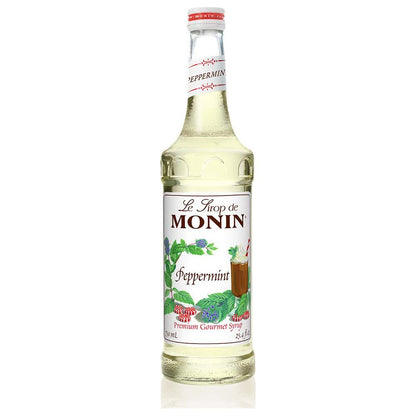 Monin - Peppermint Syrup, Cool Mint Flavored Syrup, Coffee Syrup, Natural Flavor Drink Mix, Simple Syrup for Cocoas, Mochas, Smoothies, Sodas, & More, Gluten-Free, Non-GMO, Clean Label (750 ml / 25.4)