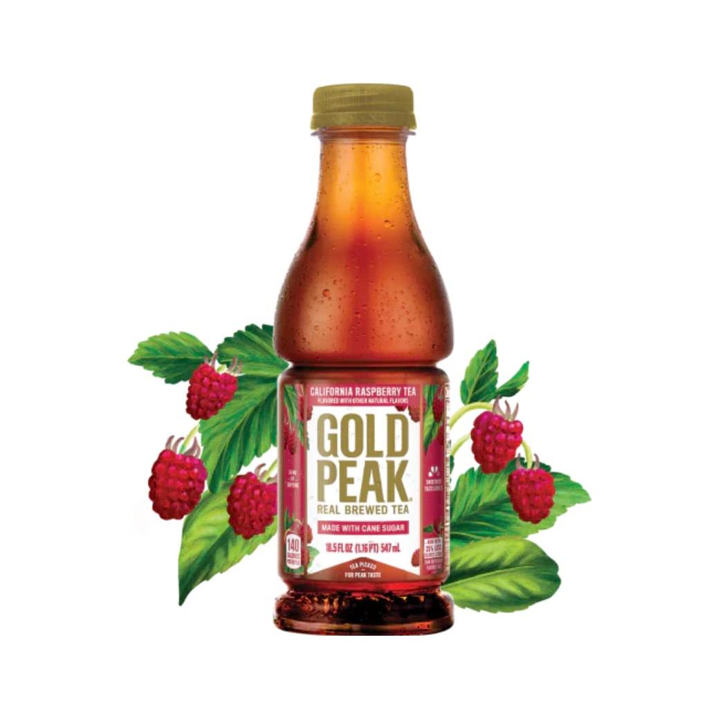 Gold Peak California Raspberry Iced Tea Drink, 18.5 fl oz,12 Pack Bottles