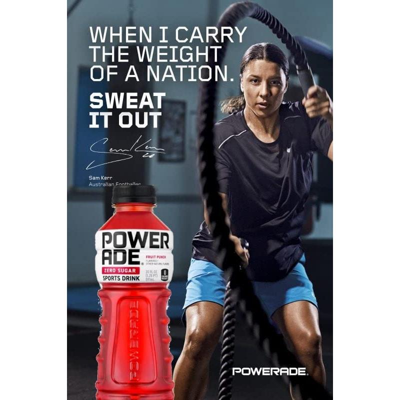 POWERADE Zero Fruit Punch Electrolyte Sports Drink, 20 Fl Oz, Pack of 10 Bottles