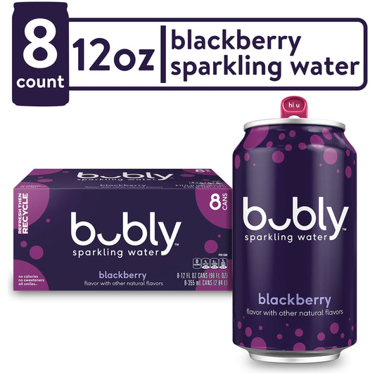 Bubly Blackberry Sparkling Water - 8 Pack of 12 fl oz Cans