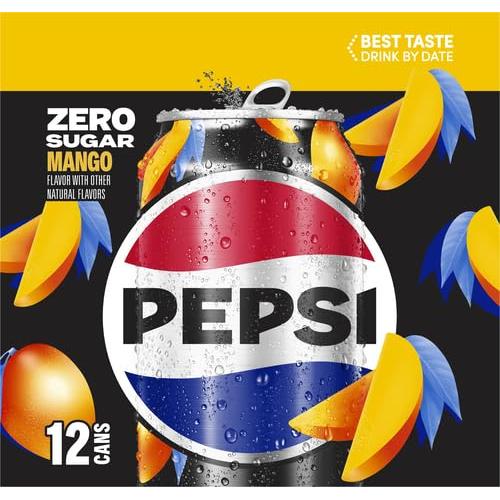 Pepsi Zero Sugar Mango Flavor - 12oz Cans, Pack of 12