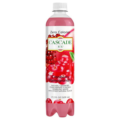 Cranberry Pomegranate Cascade Ice Sparkling Water, Zero Calorie Refreshment, 17.2 oz - 12 Bottles Pack