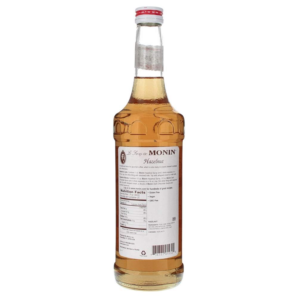 Monin - Hazelnut Syrup, Nutty Taste Of Caramelized Hazelnut, Natural Flavors, Great For Mochas, Lattes, Smoothies, Shakes, And Cocktails, Non-Gmo, Gluten-Free (750 Ml)