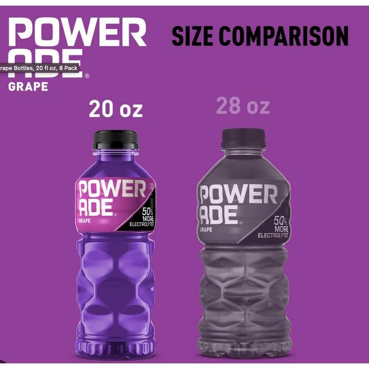 POWERADE Grape Flavored Sports Drink, 20 FL OZ (Pack of 10 Bottles)