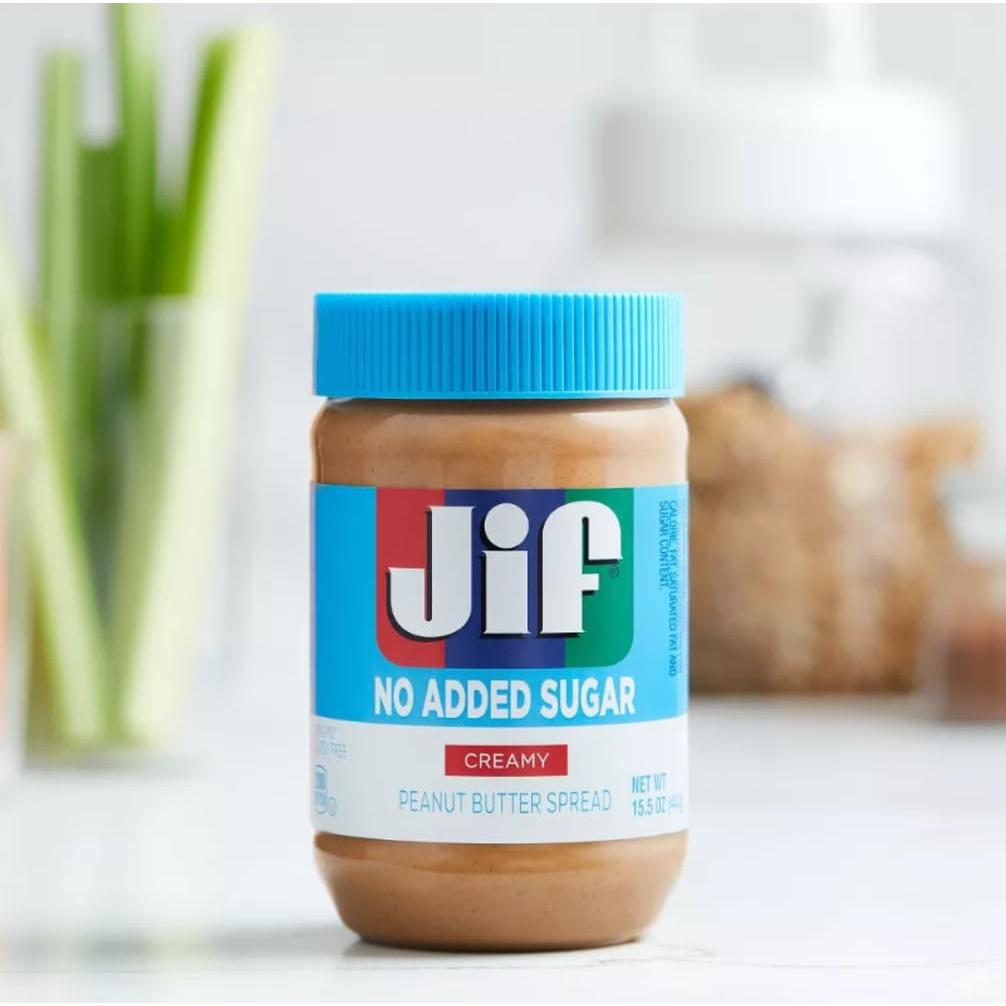 Jif No Sugar Added Creamy Peanut Butter, 15.5oz, 12 Pack - JIF