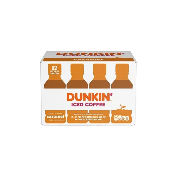 Dunkin' Iced Coffee, Caramel, 13.7 fl oz (Pack of 12)