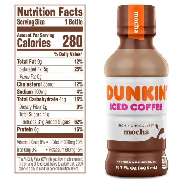 Dunkin' Mocha, Iced Bottled Coffee Drink, 13.7 fl oz - Dunkin