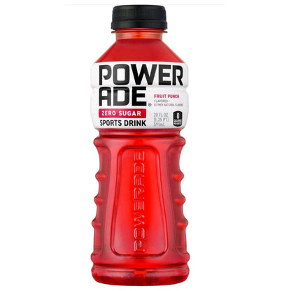 POWERADE Zero Fruit Punch Electrolyte Sports Drink, 20 Fl Oz, Pack of 10 Bottles