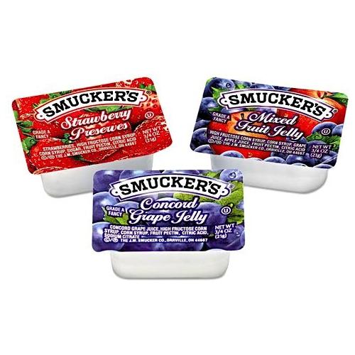 Smucker's Assorted Jelly Cups – 200 Count Case (0.5 oz Each) – Strawberry, Grape, Mixed Fruit - Smucker's