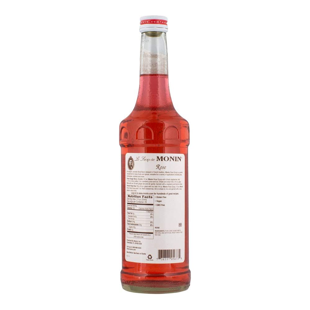 Monin - Rose Syrup, Elegant And Subtle, Great For Cocktails, Mocktails, And Soda, Gluten-Free, Non-Gmo (750 Ml)