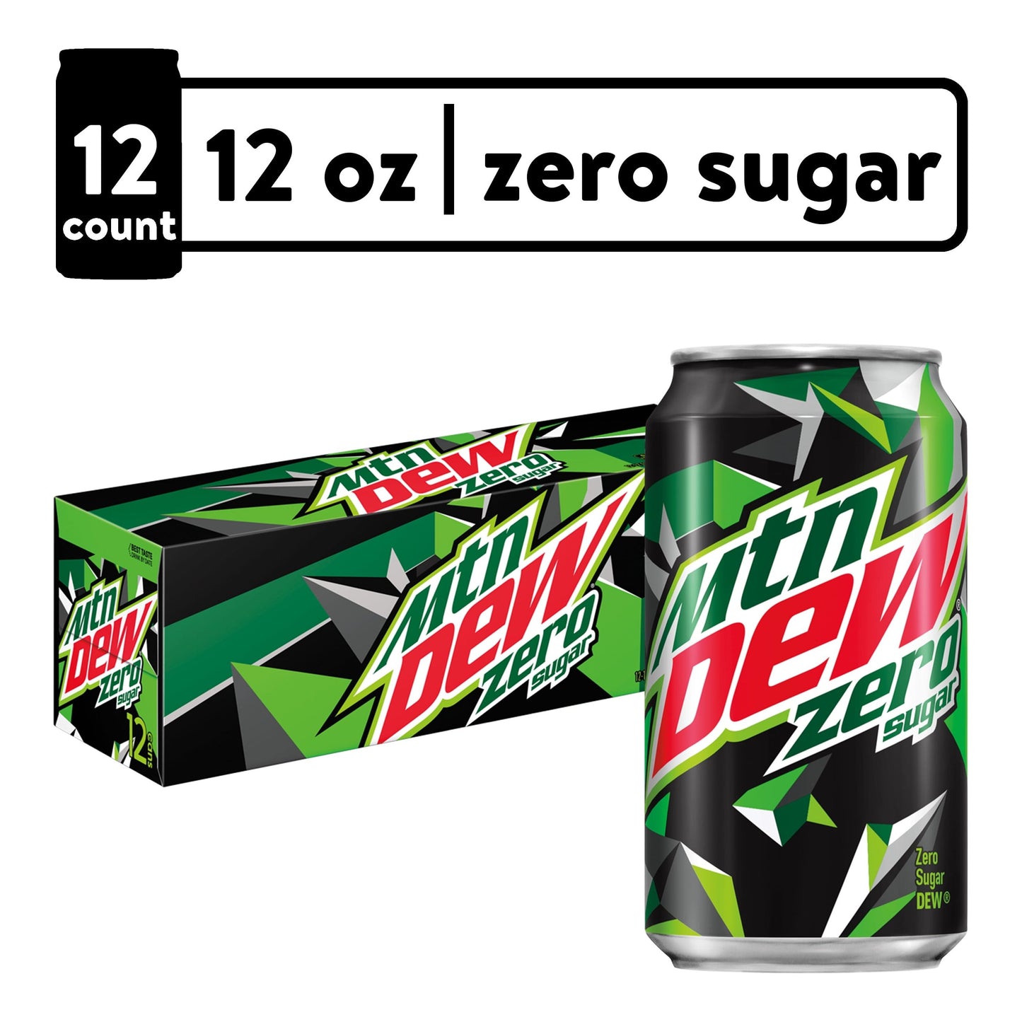 Mountain Dew Zero Calorie Citrus Soda, 12 oz Cans - 12 Pack