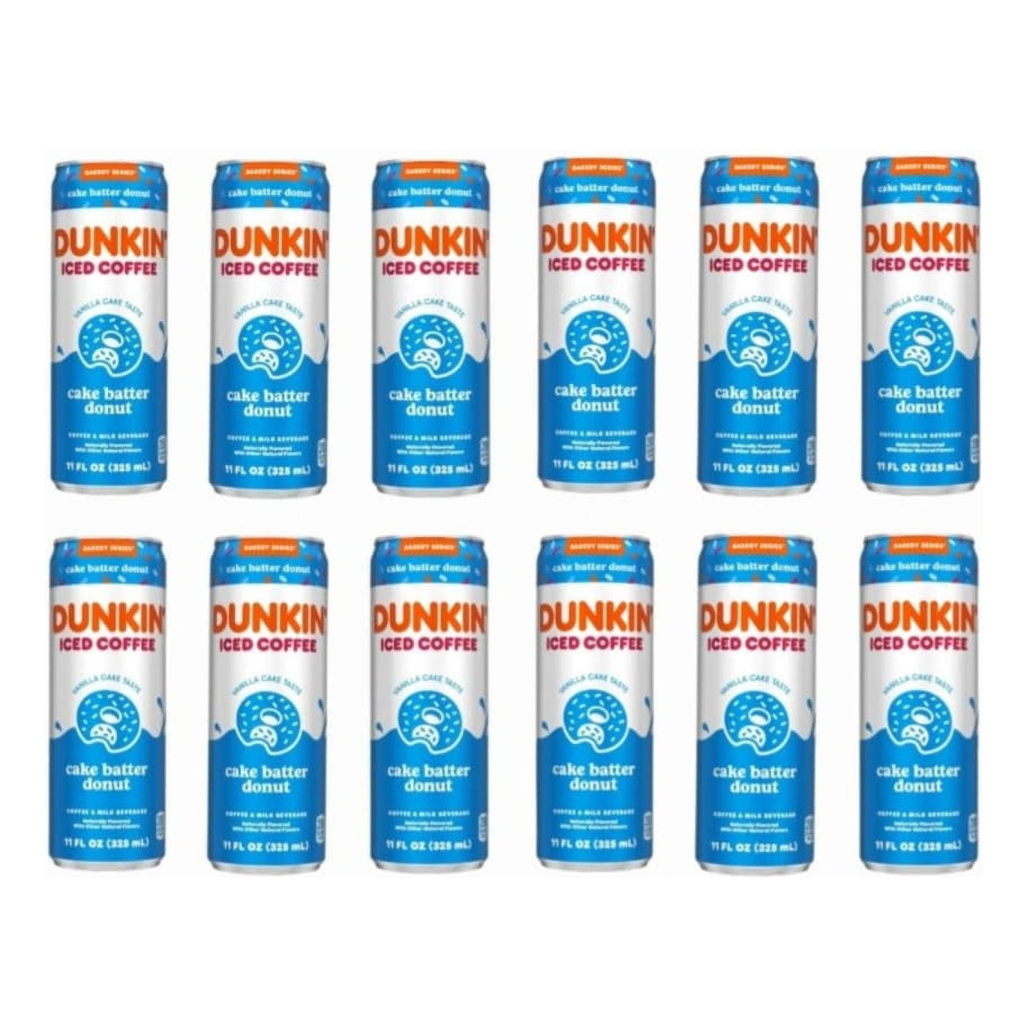 Dunkin' Iced Coffee Cans, Cake Batter, 11 fl oz, 12 Pack