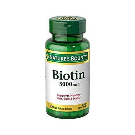 Nature's Bounty Super Potency Biotin 5000mcg - 72 softgels - 2 Pack