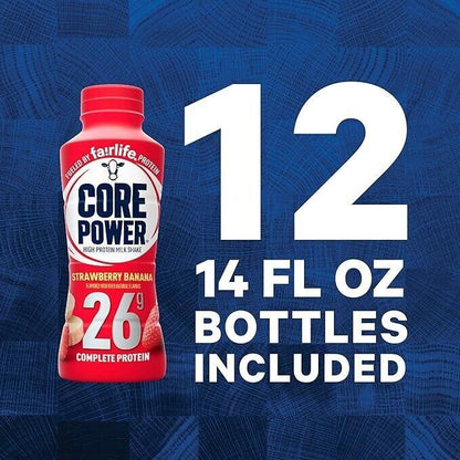 CORE POWER STRAWBERRY BANANA 26G PROTEIN 14OZ BOTTLES 12PK