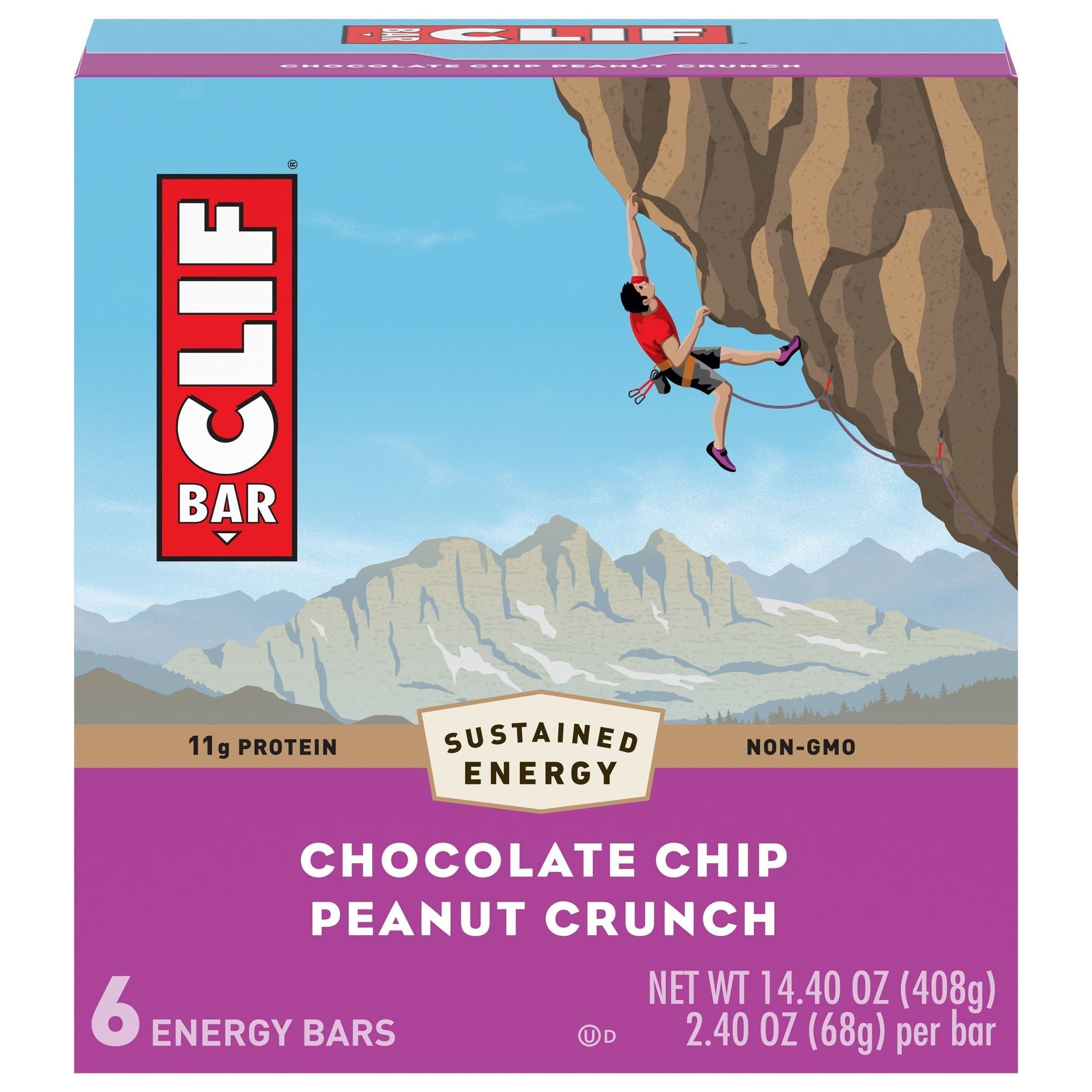 Clif Bar - Peanut Butter Chocolate Chip Crunch - Organic Oats Energy Bars - 2.4 oz - 6 Pack - Clif