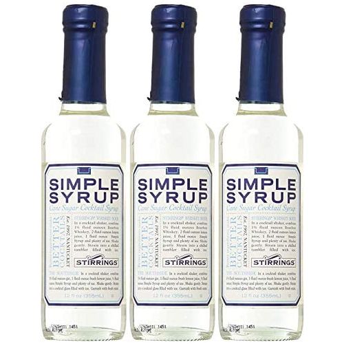 Stirrings Natural Pure Cane Simple Syrup - Ideal for Coffee, Tea, and Baking | Set of Three | No Preservatives, Pure Flavor